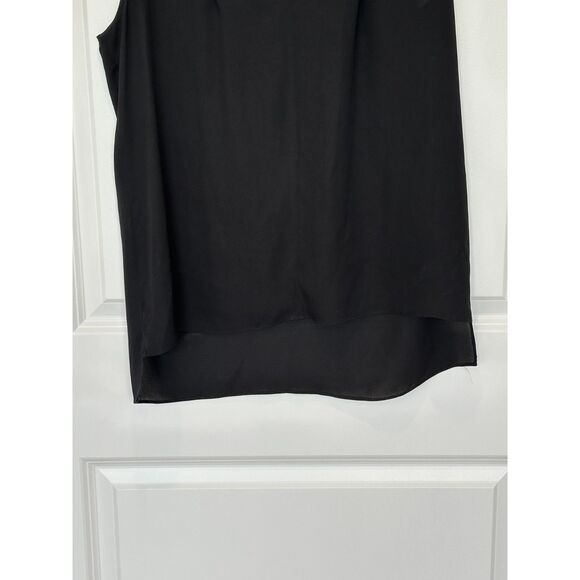 Tahari Split Neck Sleeveless Black Blouse Size Small - Picture 4 of 7
